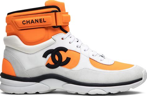 chanel cc logo high orange sneaker|Chanel sneakers website.